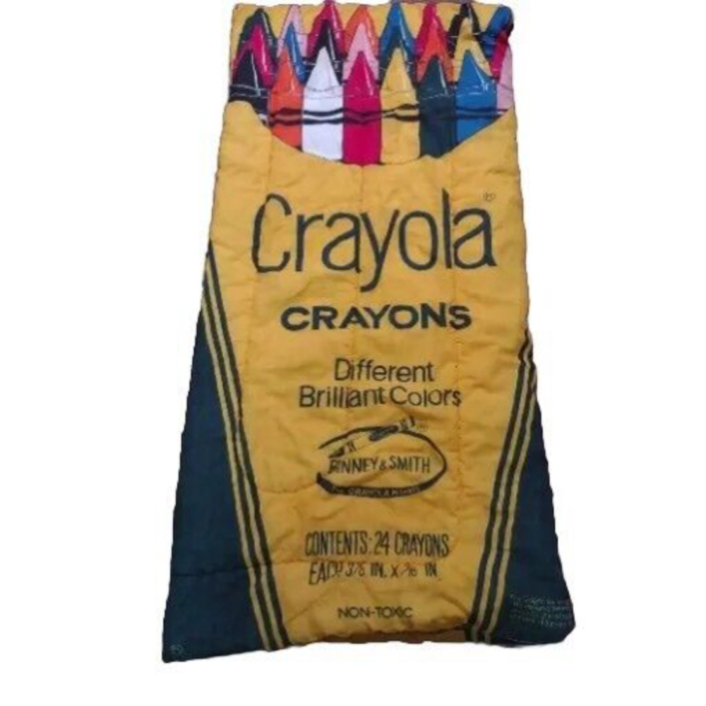 Vintage 80s Crayola Crayons Sleeping Bag 68X33 Kids Camping Binney & Smith 6513